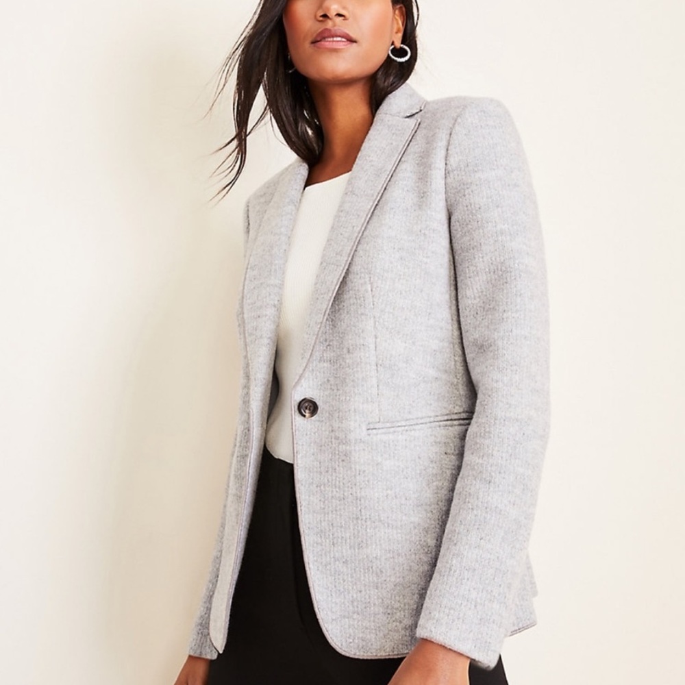 ANN TAYLOR Grey Hutton Blazer in Sweater Knit